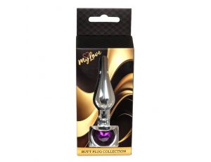 Stalowy korek analny z diamentem MyLove Toys fioletowy 9,5 cm