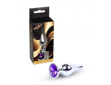 Stalowy korek analny z diamentem MyLove Toys fioletowy 9,5 cm - 2