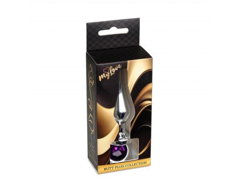 Stalowy korek analny z diamentem MyLove Toys fioletowy 9,5 cm - 3