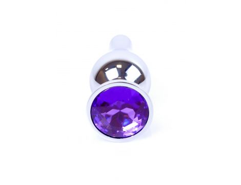 Stalowy korek analny z diamentem MyLove Toys fioletowy 9,5 cm - 4