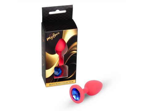 Korek analny silikonowy z diamentem MyLove Toys czerwony 7 cm - 4