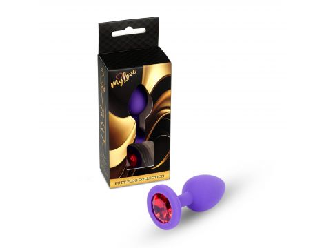 Biżuteria analna silikonowa MyLove Toys fioletowa z diamencikiem mała 7 cm - 4