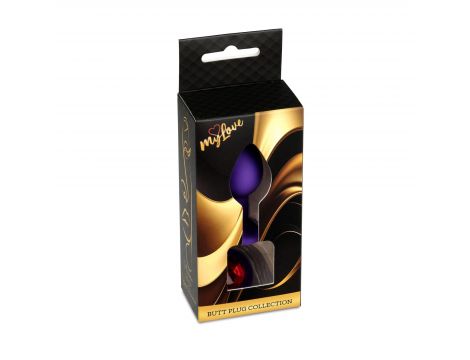Biżuteria analna silikonowa MyLove Toys fioletowa z diamencikiem mała 7 cm - 3