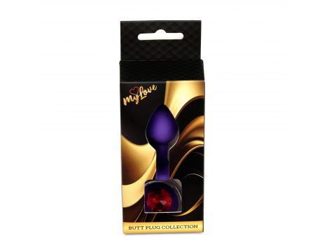 Biżuteria analna silikonowa MyLove Toys fioletowa z diamencikiem mała 7 cm - 5