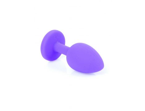 Biżuteria analna silikonowa MyLove Toys fioletowa z diamencikiem mała 7 cm - 2