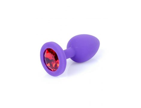 Biżuteria analna silikonowa MyLove Toys fioletowa z diamencikiem mała 7 cm - 7