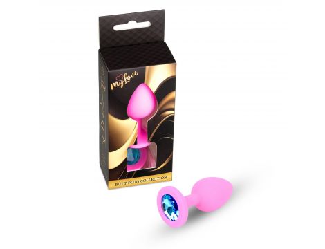 Korek analny silikonowy różowy z diamencikiem MyLove Toys 8 cm - 2