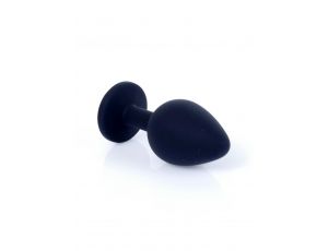 Korek analny silikonowy MyLove Toys czarny z diamentem średni 8 cm