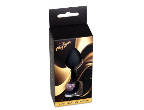 Korek analny silikonowy MyLove Toys czarny z diamentem średni 8 cm - 2