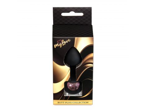 Korek analny silikonowy MyLove Toys czarny z diamentem średni 8 cm - 5