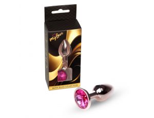 Stalowy korek analny z diamentem MyLove Toys różowy 7 cm