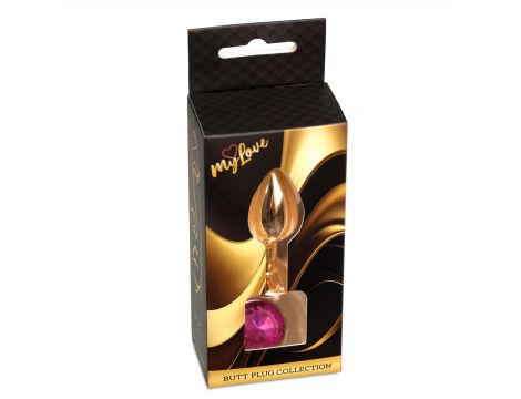Stalowy korek analny z diamentem MyLove Toys różowy 7 cm - 4
