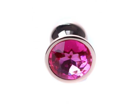 Stalowy korek analny z diamentem MyLove Toys różowy 7 cm - 2