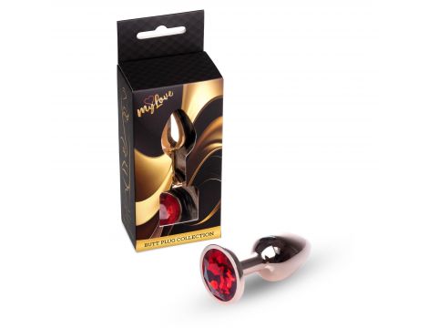 Biżuteria analna stalowa z diamentem MyLove Toys czerwona 7 cm - 3