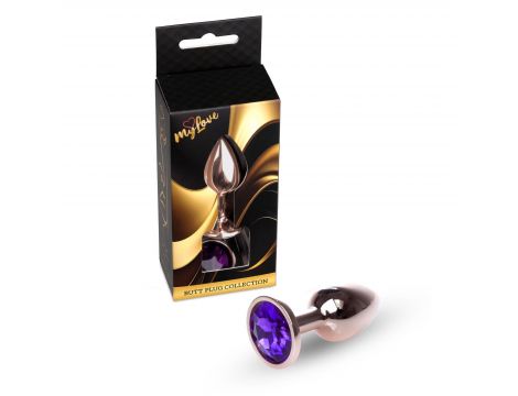 Korek analny stalowy z diamentem MyLove Toys fioletowy 7 cm