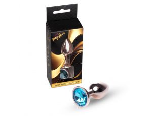 Biżuteria analna stalowa z diamentem MyLove Toys jasnoniebieska 7 cm