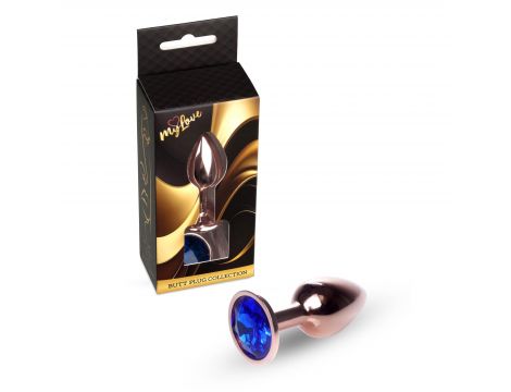 Stalowy korek analny z diamentem MyLove Toys granatowy 7 cm - 2