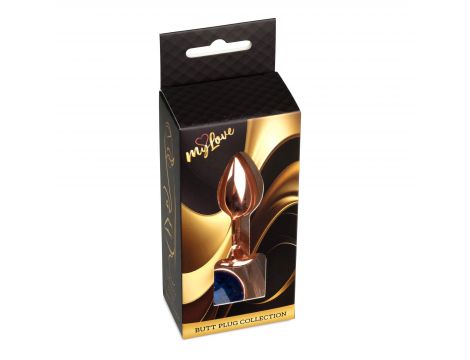 Stalowy korek analny z diamentem MyLove Toys granatowy 7 cm