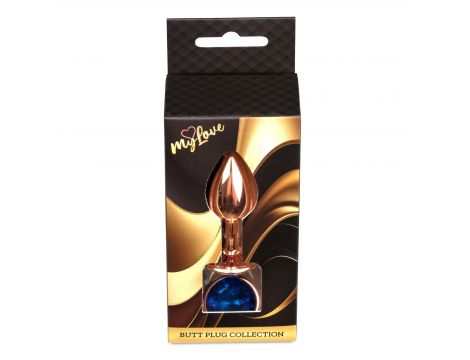 Stalowy korek analny z diamentem MyLove Toys granatowy 7 cm - 5