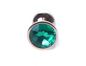 Korek analny stalowy MyLove Toys zielony z diamentem 7 cm