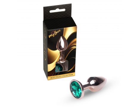 Korek analny stalowy MyLove Toys zielony z diamentem 7 cm - 4