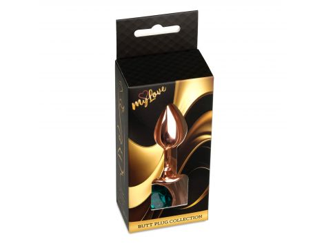 Korek analny stalowy MyLove Toys zielony z diamentem 7 cm - 5