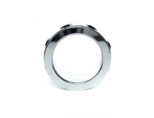 Pierścień-Metal Cock Ring with Black Diamonds Medium