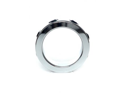 Pierścień-Metal Cock Ring with Black Diamonds Medium