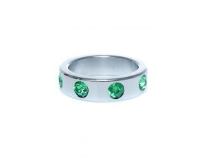 Pierścień-Metal Cock Ring with Green Diamonds Large