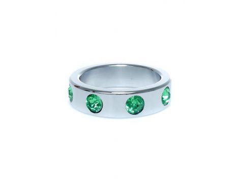 Pierścień-Metal Cock Ring with Green Diamonds Large
