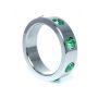 Pierścień-Metal Cock Ring with Green Diamonds Large - 4