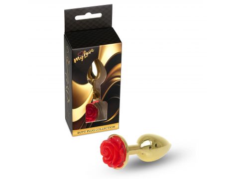Biżuteria analna złota z czerwoną różą MyLove Toys 7 cm