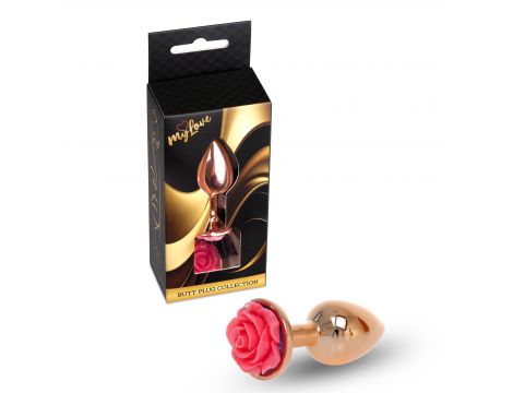Korek analny z różą MyLove Toys różowy 7 cm - 2