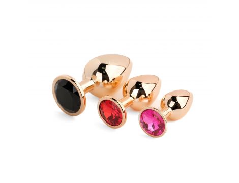 Zestaw stalowych korków analnych Red Gold HeavyFun z kryształami - 5