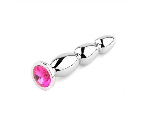 Długi metalowy korek analny z różowym kryształem HeavyFun 13,5 cm