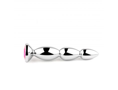 Długi metalowy korek analny z różowym kryształem HeavyFun 13,5 cm - 4