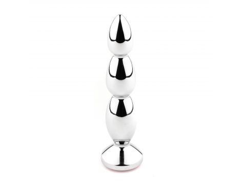 Długi metalowy korek analny z różowym kryształem HeavyFun 13,5 cm - 5