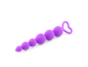 Kule analne silikonowe fioletowe HeavyFun z serduszkiem 17 cm