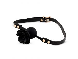 Knebel silikonowy Black Rose z różą i kanałem 4,2 cm