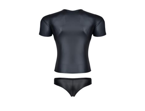męski komplet z wetlooka: t-shirt w serek, figi typu brazyliany S - 3