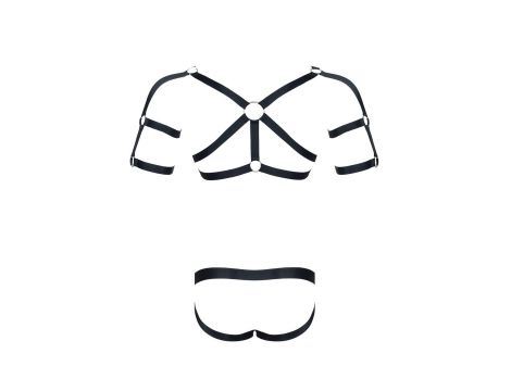 męski komplet z gumy: t-shirt z ozdobami z tyłu i przodu, figi z otwartym tyłem S/M - 7