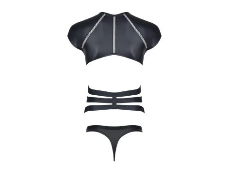 męski komplet z wetlooka: t-shirt z ozdobną gumą, stringi z ozdobną taśmą z przodu XXL - 9