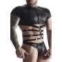 męski komplet z wetlooka: t-shirt z ozdobną gumą, stringi z ozdobną taśmą z przodu XXL - 11