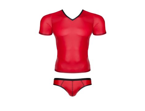 męski komplet z wetlooka: t-shirt w serek, figi typu brazyliany M - 7