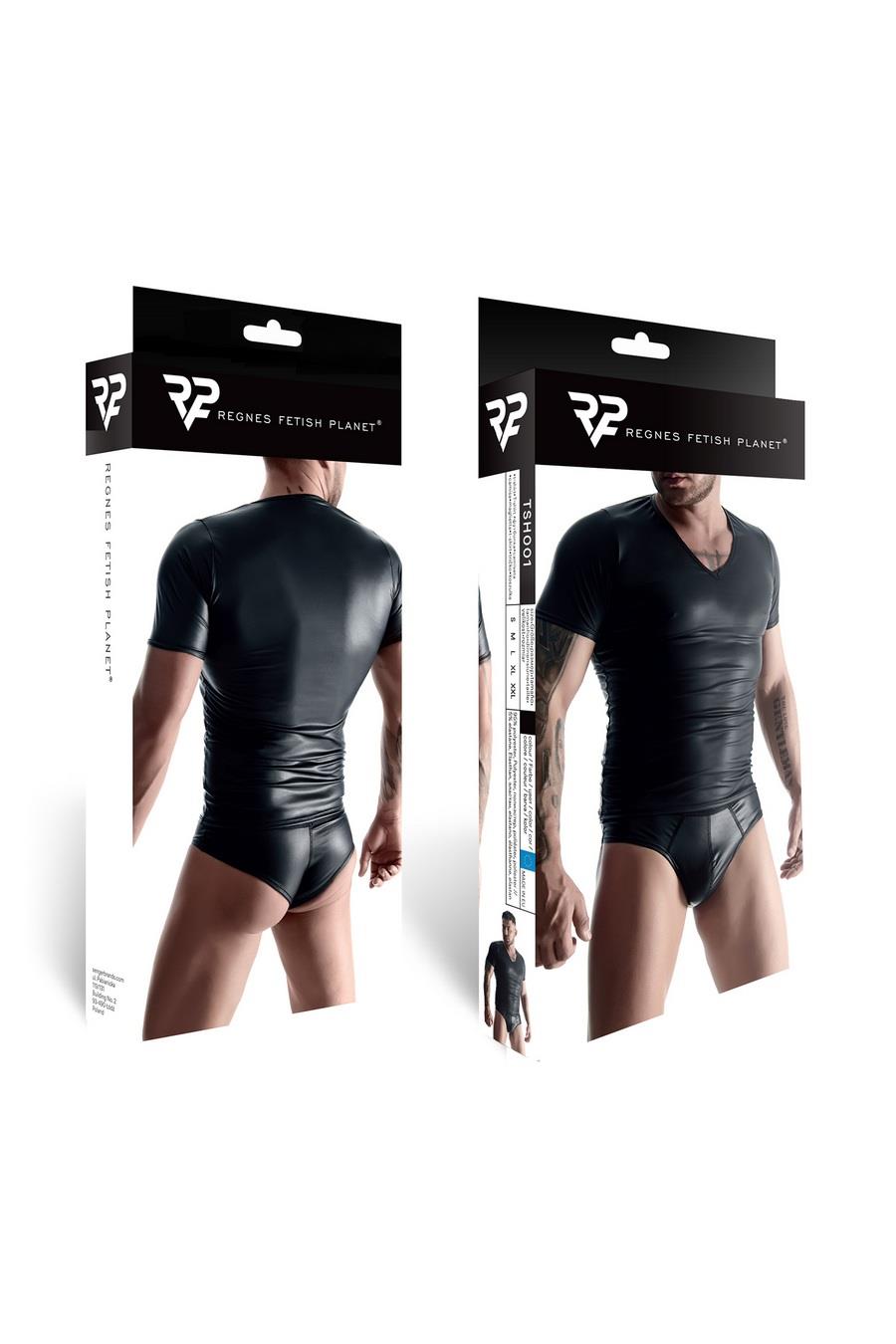 męski t-shirt z wetlooka w serek XXL