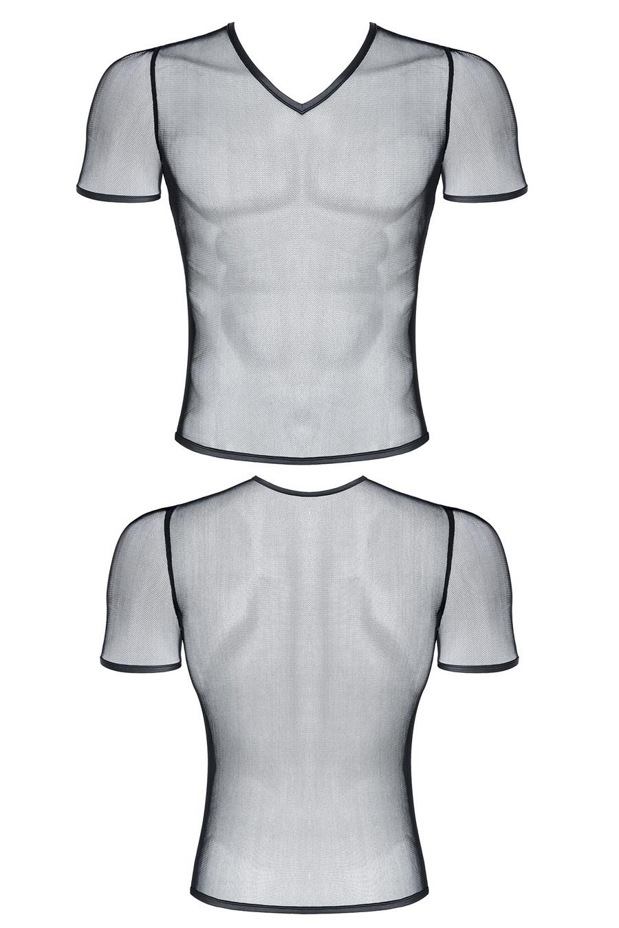 męski t-shirt z elastycznej siatki w serek XXL