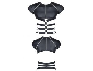 męski t-shirt z wetlooka z dekoracyjnymi wstawkami z taśmy i gumy XL