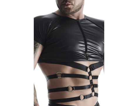 męski t-shirt z wetlooka z dekoracyjnymi wstawkami z taśmy i gumy XL - 2