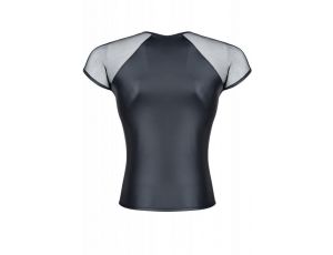 Męski t-shirt wetlook z siatką Regnes Fetish Planet czarny S