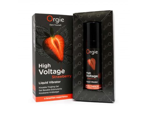 Wibrujący Żel Intymny Orgie High Voltage Truskawkowy 15ml - 3